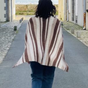 Poncho rayé – Chaleur Nomade (coloris chocolat)
